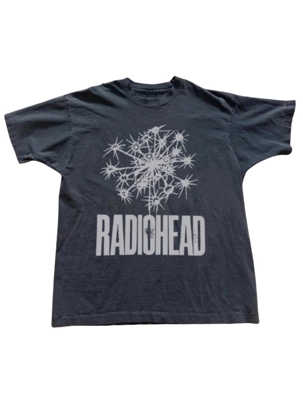 Gildan Black Radiohead Tee with White Flower Graphic, Gift Music Fans